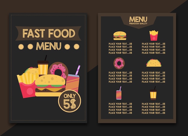 PSD menu restauracji fast food vintage