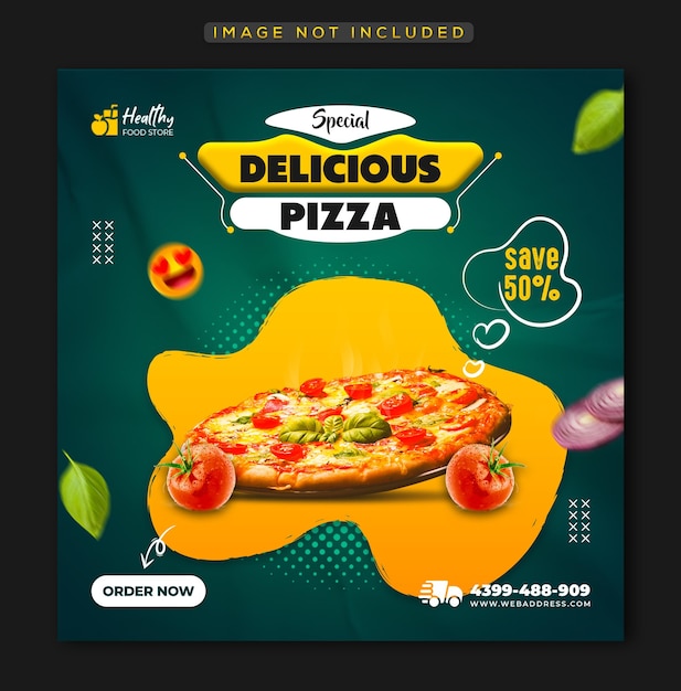 Menu Restauracji Pizza Post Promocyjny W Mediach Społecznościowych I Szablon Banera Internetowego Premium Psd