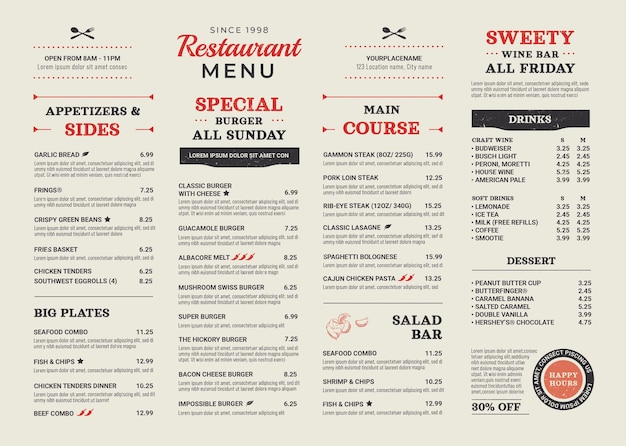 Menu restauracyjne A4 Krajobraz