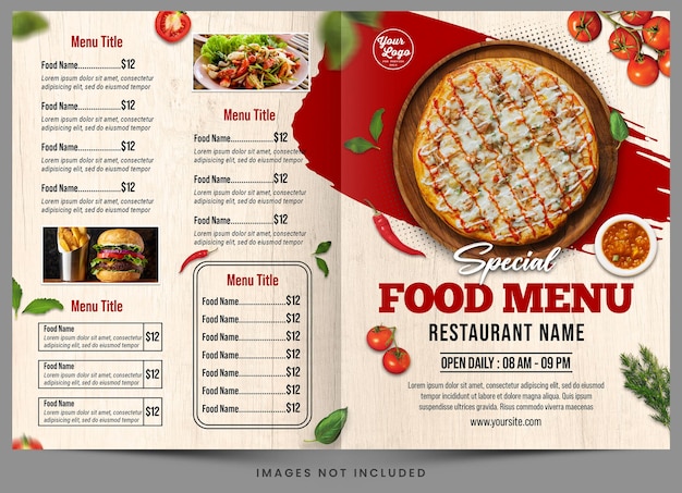 PSD un menu per un ristorante chiamato menu di cibo speciale
