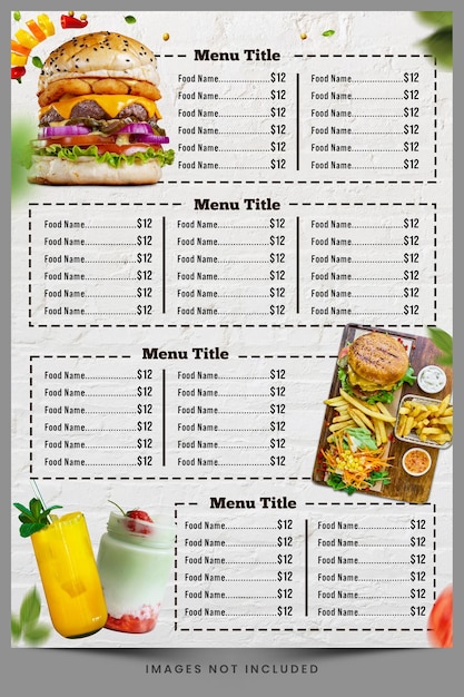 A menu for the restaurant menu.