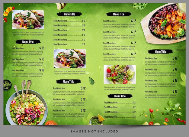 PSD a menu for a restaurant that has the words 