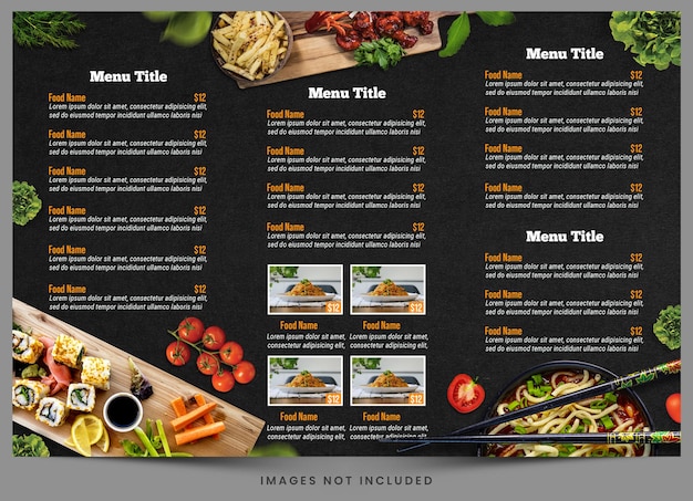 PSD un menu per un ristorante aperto al menu.