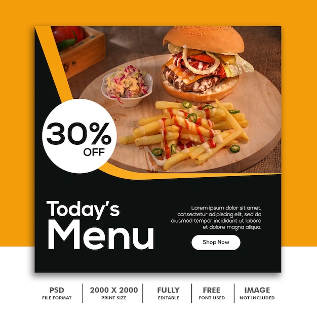 PSD menu square banner template