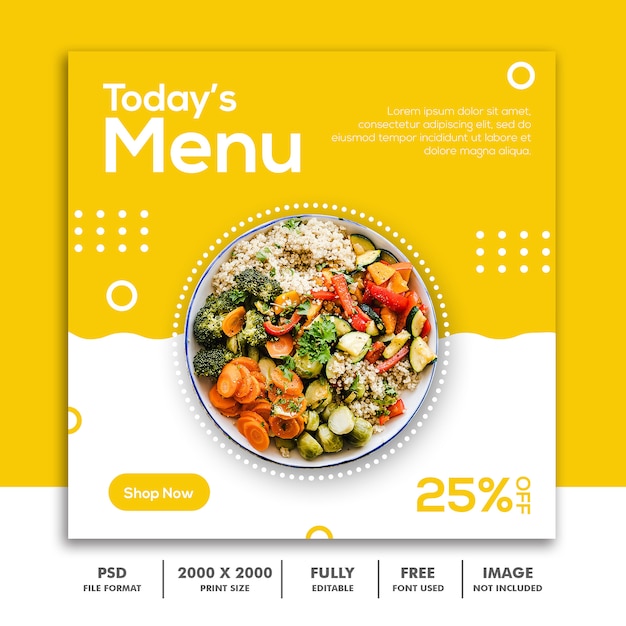 Menu square banner template