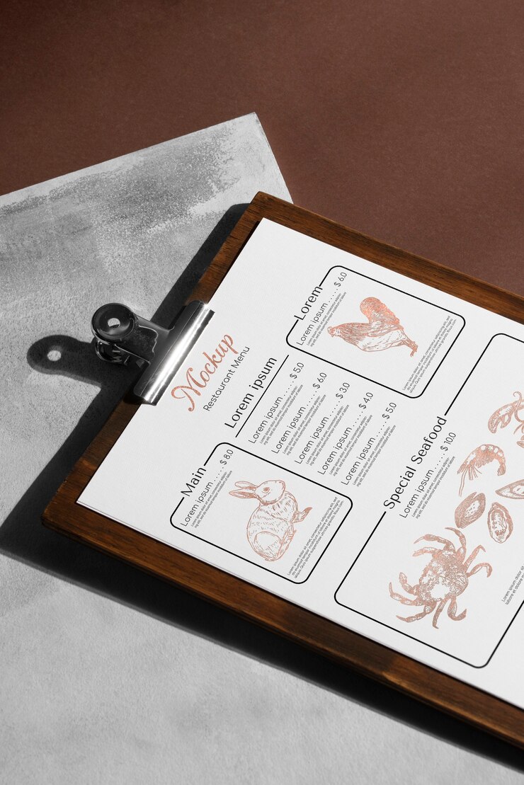 PSD menu in studio mockup