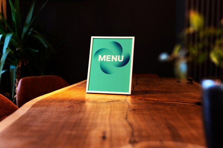 PSD a menu that is on a table
