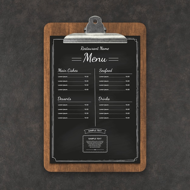 Menu van het restaurant mockup