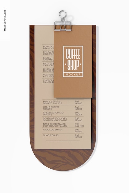 menu with clip mockup top view