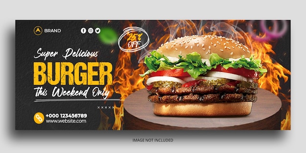 PSD menu z burgerami i jedzeniem szablon banera internetowego na okładkę na facebooku