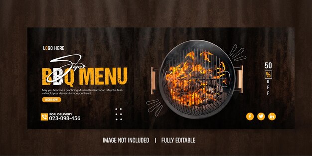 PSD menu żywności i baner w mediach społecznościowych restauracji