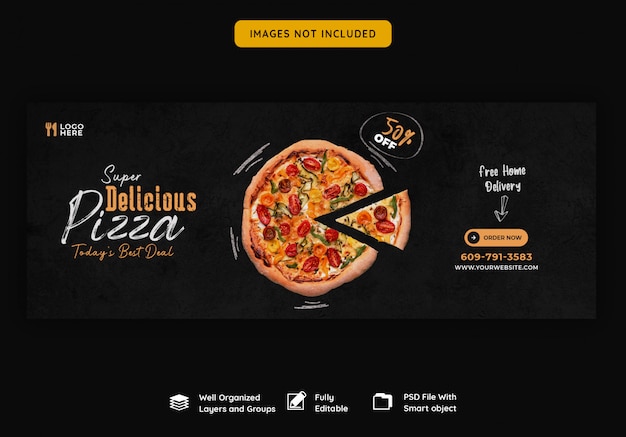 Menu żywności I Pyszna Pizza Szablon Okładki Facebook