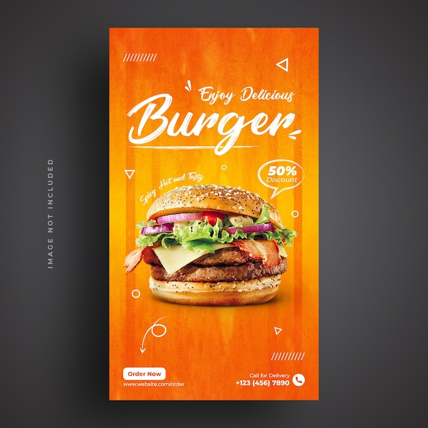 Menu żywności i restauracja burger szablon banera mediów społecznościowych