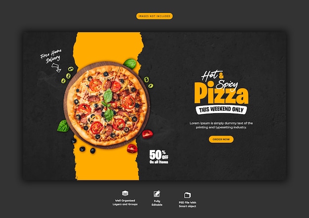 Menu żywności I Szablon Banera Internetowego Pysznej Pizzy