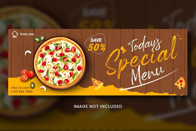 Menu żywności Pizza Szablon Okładki Facebooka