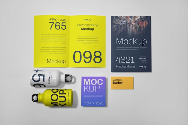 PSD design del mockup del pacchetto di merchandising