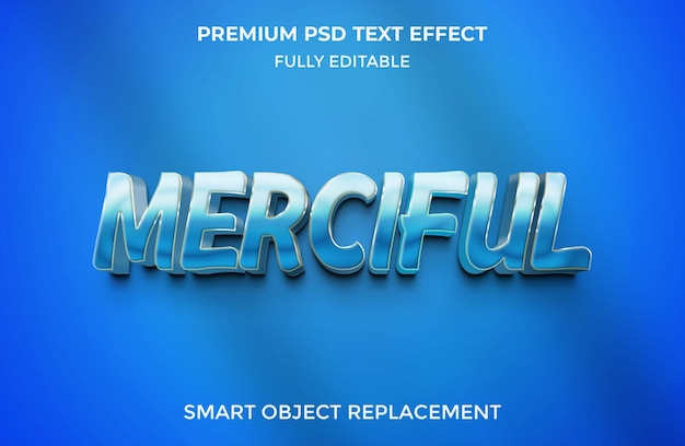 Милосердный 3d текстовый эффект реалистичный слой редактируемый стиль слоя текстовый эффект смарт-объекта