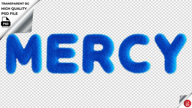 Mercy typography blue fluffy text psd transparent