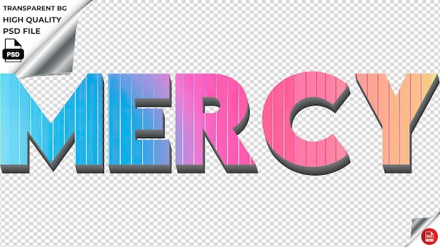 PSD mercy typography rainbow colorful text texture psd transparent