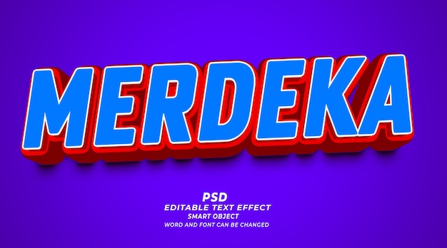 Merdeka 3d editable text effect psd photoshop template