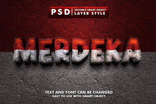 Merdeka 3d Efekt Tekstowy Premium Psd