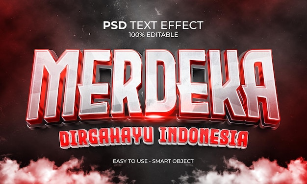 PSD merdeka indonesia independence day text effect