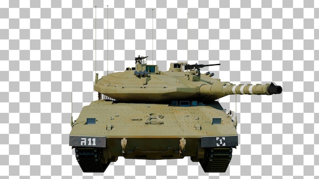 PSD merkava tank front view isolated