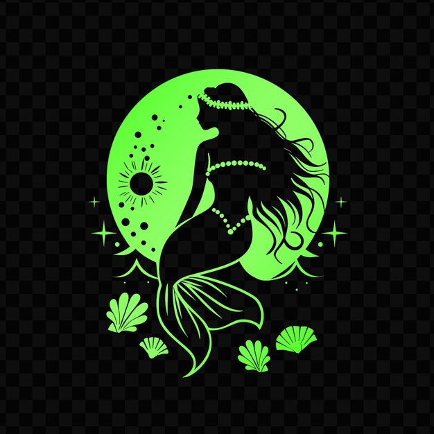 PSD mermaid and moon on a background of the moon