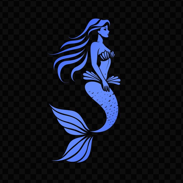 PSD mermaid with a starfish on a black background