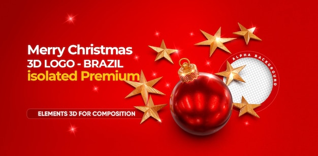 PSD merry christmas 3d elements for composition