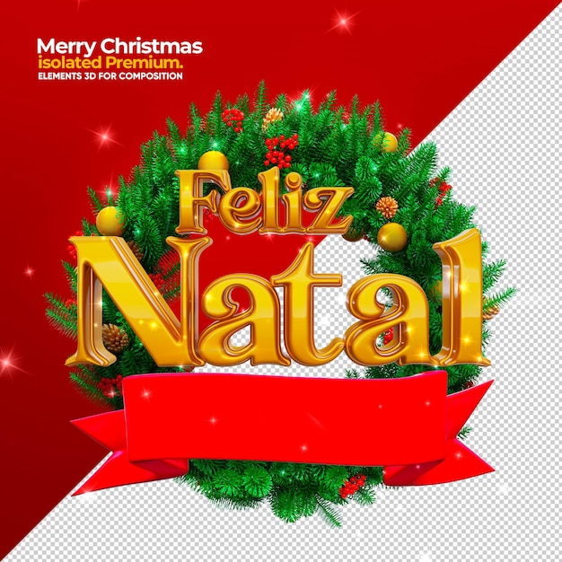 Logo 3d di buon natale per le promozioni psd premium