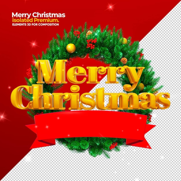 Merry christmas 3d-logo voor promoties Premium Psd