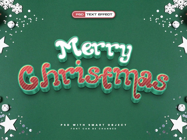 PSD merry christmas 3d reaalistic text effect