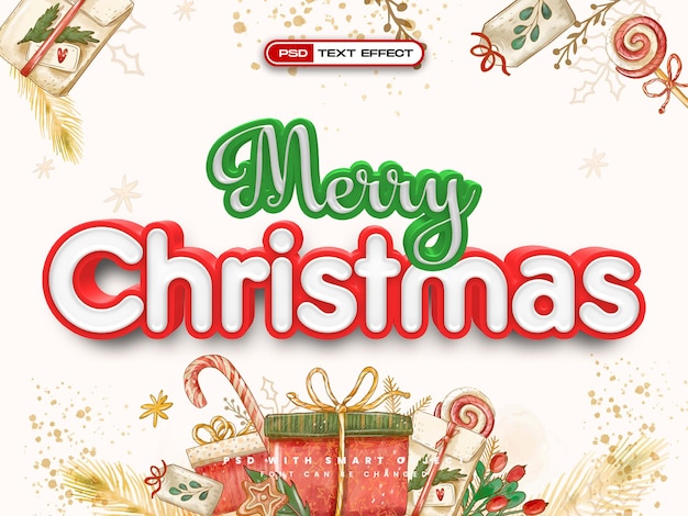 PSD merry christmas 3d reaalistic text effect