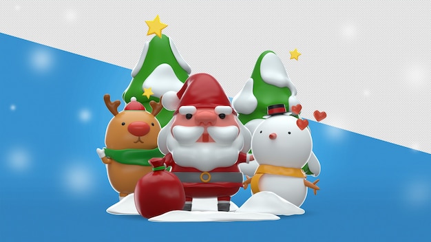 merry christmas 3d rendering mockup design