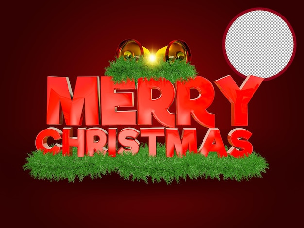 PSD merry christmas 3d rendering with wreath decoration premium psd