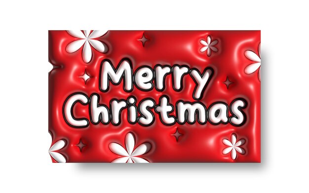 Merry christmas 3d sign card images realistic soft cute design