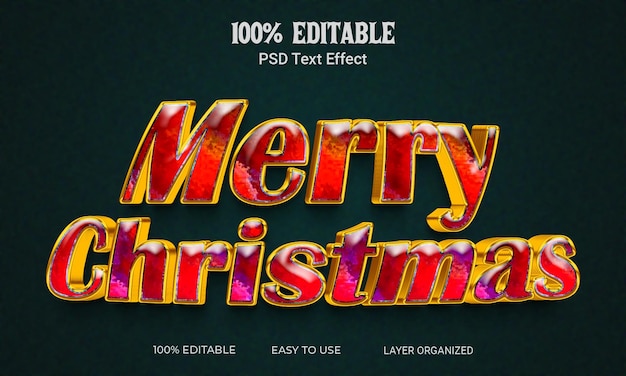 PSD メリー クリスマス 3 d テキスト効果編集可能なテキスト スタイル psd ファイル