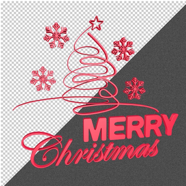 PSD merry christmas 3d text rendering,  christmas and happy new year design concept, 3d illustration