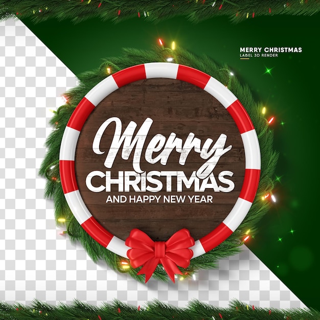 PSD merry christmas 3d wooden frame isolated