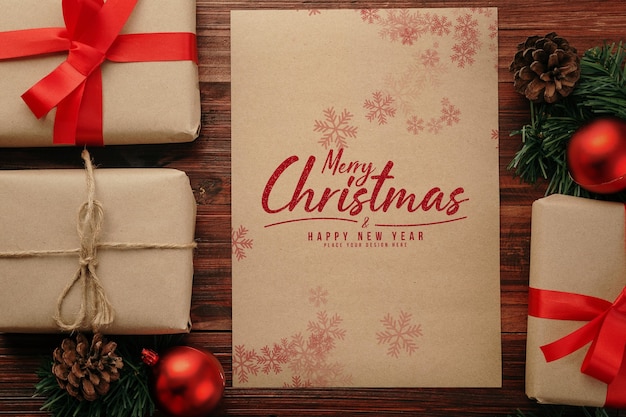 С Рождеством Христовым макет плаката формата А4 с рождественскими украшениями
