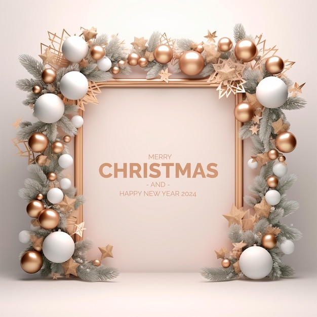 PSD merry christmas abstract 3d frame