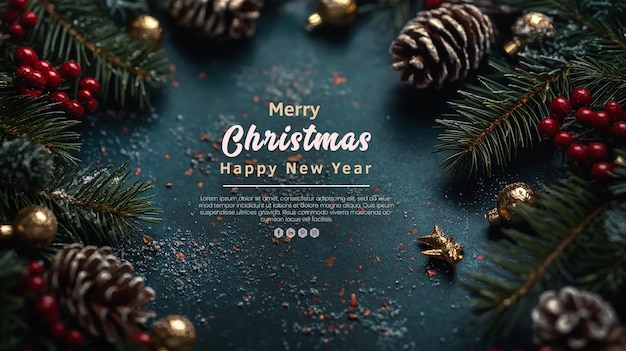 Merry Christmas And Happy New Year social media Banner poste template design