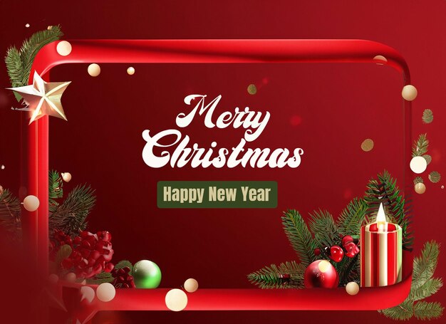 Merry christmas background mockup with decoration