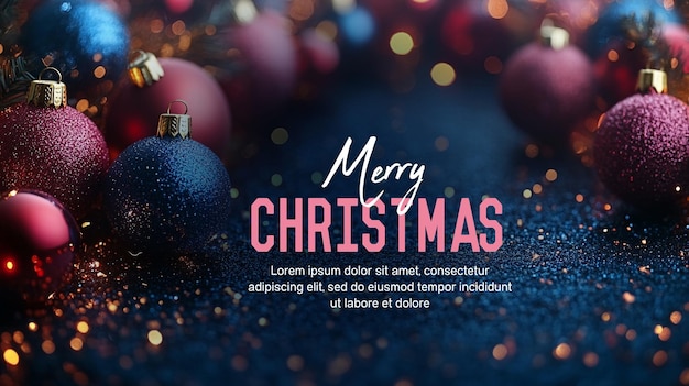 Merry Christmas background with 3d ball