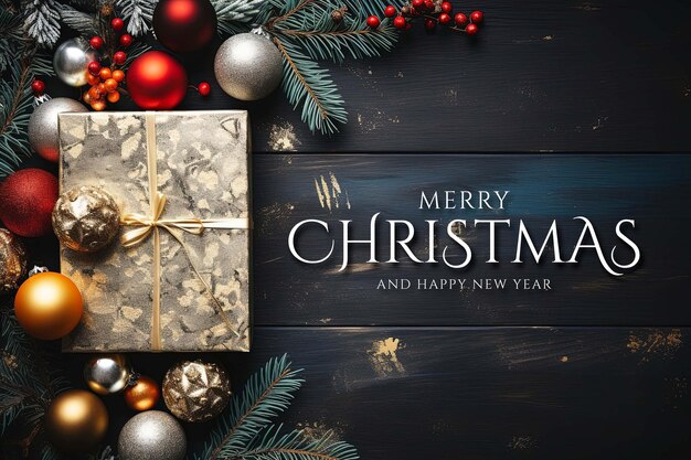 PSD merry christmas background with merry christmas creative art