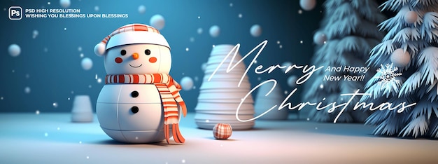 PSD merry christmas banner template