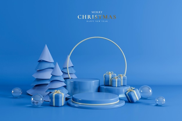 Banner di buon natale con display del prodotto