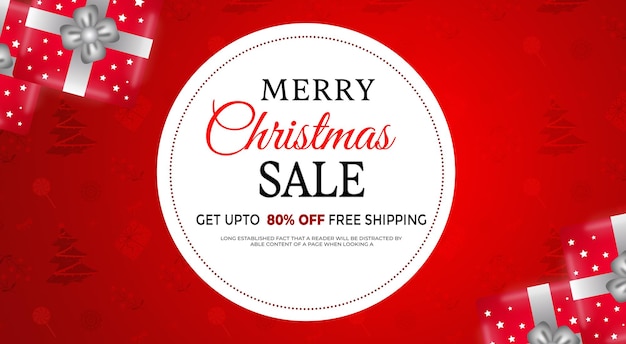 PSD merry christmas big sale 80 percent off banner