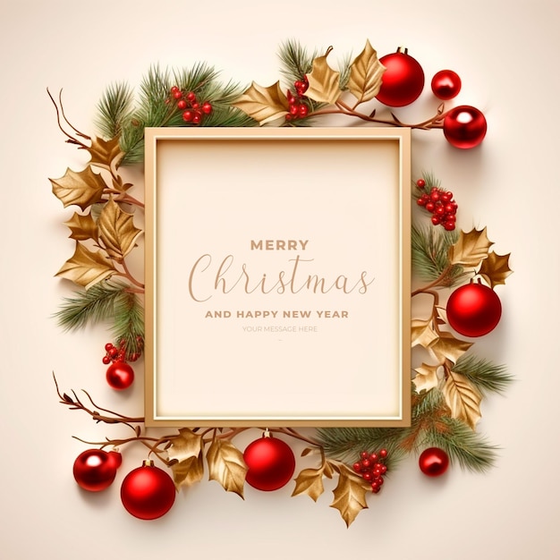 PSD merry christmas card frame with hand made style